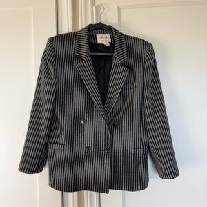 Vintage Black Striped Blazer Jacket